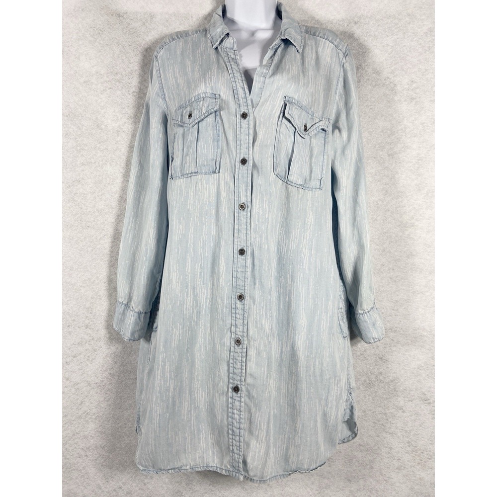 Philosophy Denim Top Women's Large Blue Button Up Long Sleeve Coastal Cowgirl‎